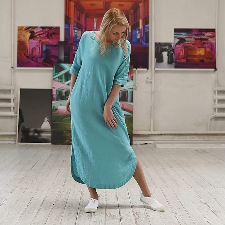 Robe longue en lin à la coupe fluide