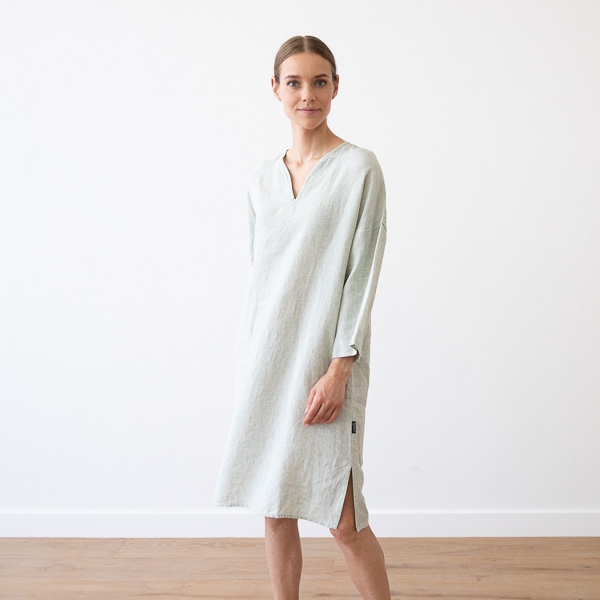 Tunique en Lin Moss Green Melange Nida