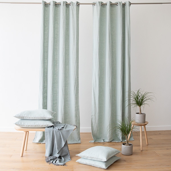 Rideau en Lin avec oeillets, Terra Sea Foam