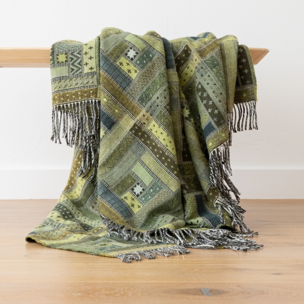 Plaid en laine Mérinos Marta Forest Green