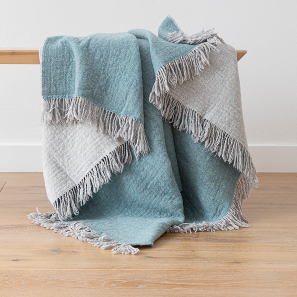 Plaid en laine Mérinos Marcus Aqua