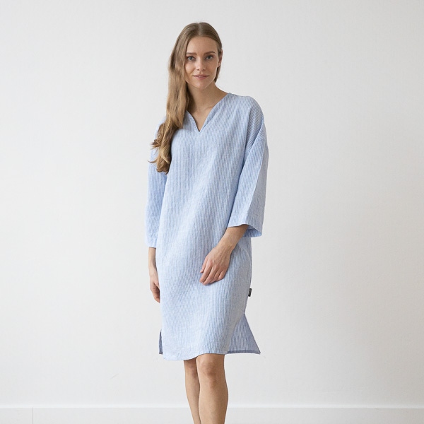 Tunique Nida, Lin Light Blue, medium rayures