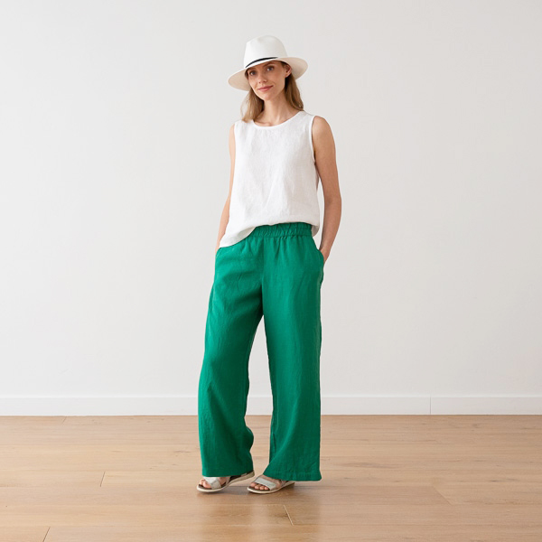 Pantalon en Lin Green Ruth
