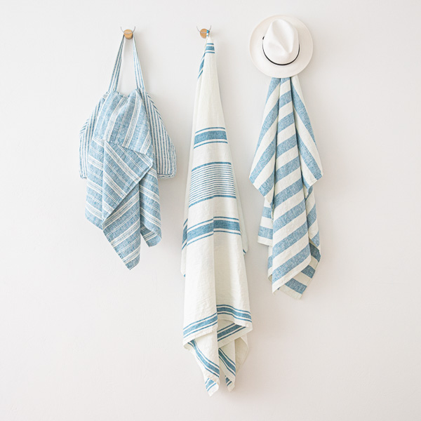 Serviettes de Plage en Lin Tuscany Marine Blue