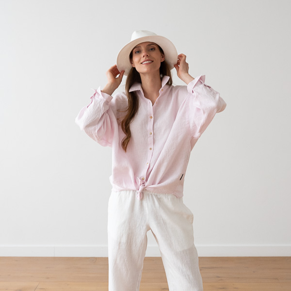 Pink Chemisier Oversize en Lin Ruth