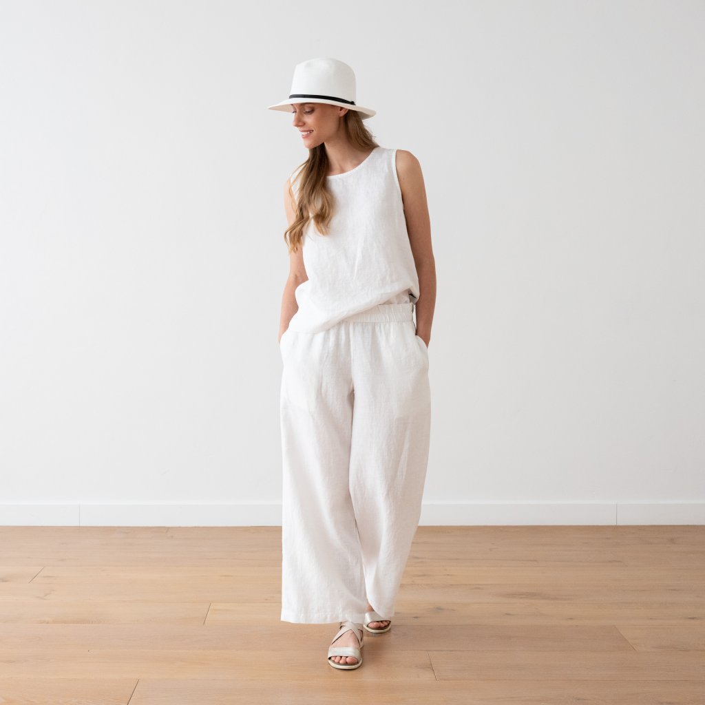 Pantalon en Lin Optical White Ruth